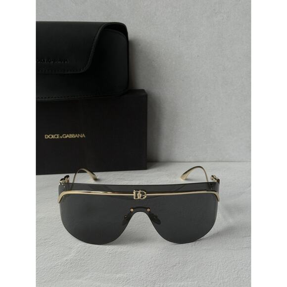 NEW Dolce Gabbana DG2320 Gold Grey Shield Sunglasses $646 main image 4